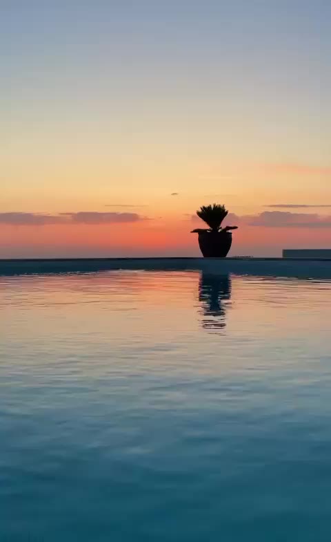 Sunset over the pool and the Atlantic