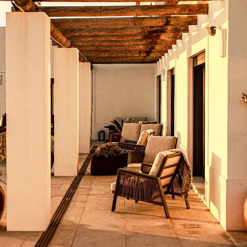 Shaded pergola terrace